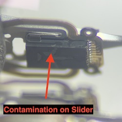 Damaged Slider Under Microscope